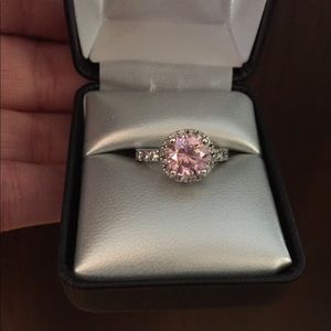 Sterling Silver Ring w/Pink Sapphire & CZ’s